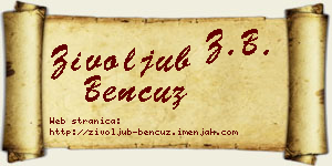 Živoljub Bencuz vizit kartica